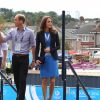 Le prince Harry, le prince William, le duc de Cambridge et Catherine Kate Middleton, la duchesse de Cambridge vont voir des épreuves d'athlétisme au stade Hampden Park lors des XXèmes Jeux du Commonwealth à Glasgow, le 29 juillet 2014.