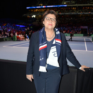 Martine Aubry ( Maire de Lille) - 3eme match de la Finale de la coupe Davis en double opposant la France à la Belgique remporté par Richard Gasquet et Pierre-Hugues Herbert (6-1, 3-6, 7-6, 6-4) au Stade Pierre Mauroy à Lille , le 25 novembre 2017. © Perusseau - Ramsamy / Bestimage
