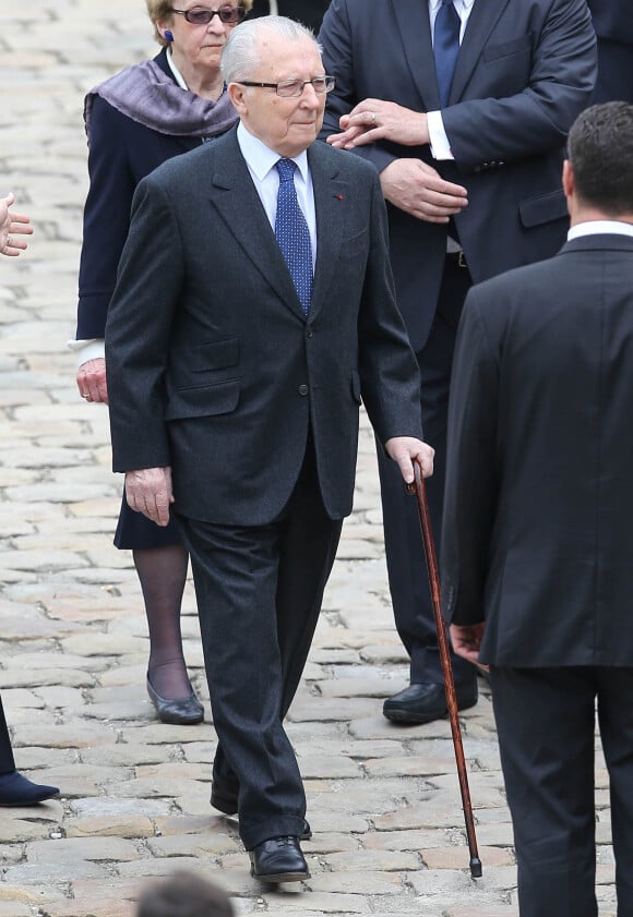 Jacques Delors - Obsèques de Pierre Mauroy aux Invalides à Paris le 11 juin 2013.