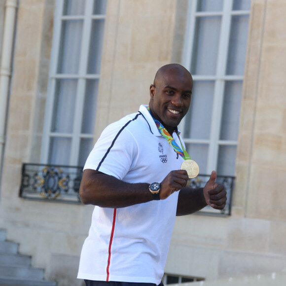 Teddy Riner - Les membres de la délégation olympique arrivent au palais de l'Elysée pour être reçu par le président de la République François Hollande pour une réception à Paris le 23 août 2016. La délégation vient de rentrer des Jeux Olympiques de Rio de Janeiro. La France a remporté 42 médailles en totalité un record ( 10 médailles d'or, 18 médailles d'argent et 14 médailles de bronze) après les 41 médailles des Jeux Olympiques de Pékin. © Denis Guignebourg/Bestimage