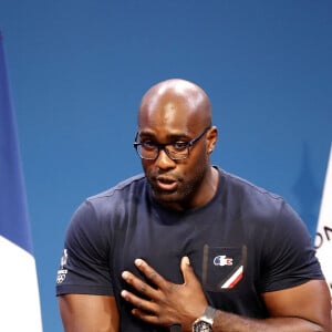 Teddy Riner - Le président français préside la conférence de presse pour la candidature de Paris aux JO 2024 lors des Jeux Olympiques de Rio de Janeiro le 5 août 2016. © Jack Guez / Pool / Bestimage