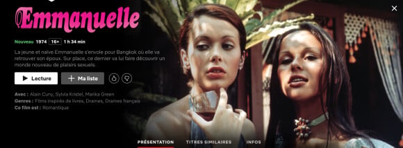 Le film "Emmanuelle", disponible dans le catalogue Netflix depuis le 1er juillet 2020.