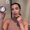 Epidémie de Coronavirus (Covid-19) - Kim Kardashian partage sa routine beauté de confinement 'My Work from Home Beauty Routine Using @KKW Beauty'avec sa ligne de produits. 10/04/2020 - Los Angeles