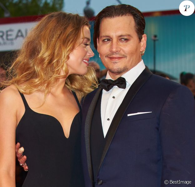 Johnny Depp et sa femme Amber Heard - Tapis rouge du film Black Mass (Strictly Criminal) lors du 72ème festival du film de Venise (la Mostra), le 4 septembre 2015.