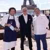 Exclusif - Guillaume Gomez, Chef du palais de l'Élysée, Alain Ducasse, Pierre Hermé - Le Club des Chefs des Chefs (CCC) a organisé un déjeuner à bord du bateau Ducasse sur Seine pour remercier les chefs et les fournisseurs pour leur implication envers les soignants pendant l'épidémie de coronavirus (COVID-19) le 8 juillet 2020. © Rachid Bellak / Bestimage