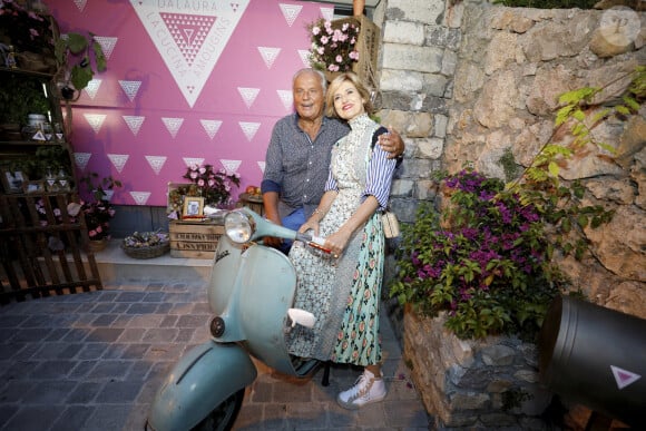 Exclusif - Gérard Louvin (producteur, associé à Laura.Merlo dans le restaurant Da Laura) et Laura Merlo (associée à Gérard.Louvin pour le restaurant Da Laura Mougins) lors de l'inauguration du restaurant Da Laura à Mougins le 14 juillet 2020. © Dylan Meifret / Nice Matin / Bestimage