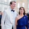 Le prince Joachim de Danemark, la princesse Marie de Danemark, le prince Nikolai de Danemark, le prince Felix de Danemark, le prince Henrik de Danemark, la princesse Athena de Danemark - Célébration du 50ème anniversaire du prince J. de Danemark, dîner organisé par la reine M.II de Danemark au chateau Amalienborg, Copenhague, le 7 juin 2019.