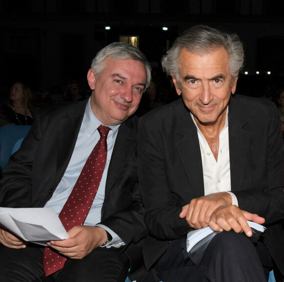 Maurizio Molinari, Bernard-Henri Lévy (BHL) - People à l'évènement "La Milanesiana 2020" - The Colors of our Life" à Milan, le 27 juillet 2020.
