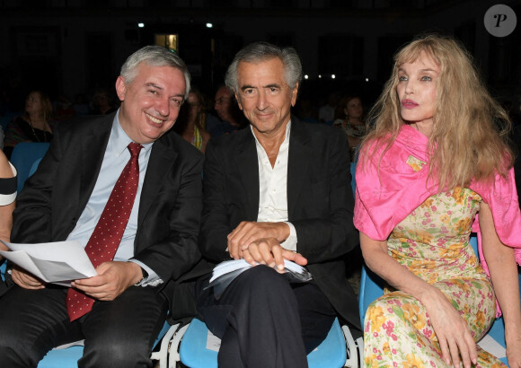 Maurizio Molinari, Bernard-Henri Lévy (BHL) et sa femme Arielle Dombasle - People à l'évènement "La Milanesiana 2020 - The Colors of our Life" à Milan, le 27 juillet 2020.