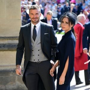 David et Victoria Beckham assistent au mariage du prince William et de Meghan Markle à la chapelle St. George au château de Windsor. Le 19 mai 2018.