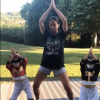 Axelle Francine, l'ex-épouse de Tony Parker, danse pour ses 39 ans et ses deux fils, Josh et Liam. Août 2020.