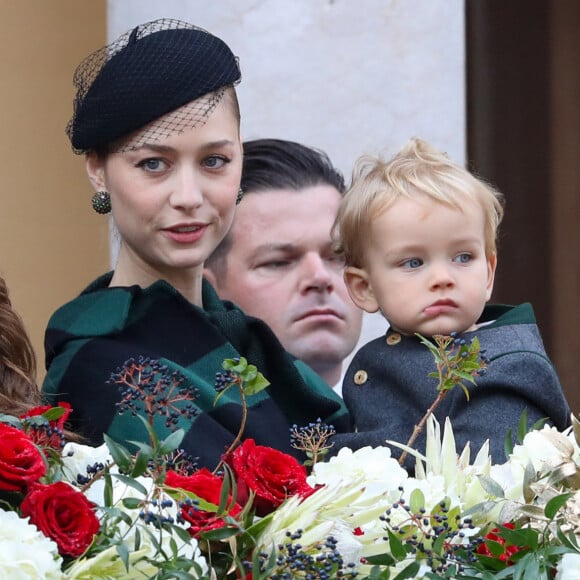 La princesse Alexandra de Hanovre, Beatrice Borromeo et son fils Franceso - La famille princière de Monaco dans la cour du palais lors de la fête Nationale monégasque à Monaco le 19 novembre 2019. © Olivier Huitel/Pool Monaco/Bestimage 