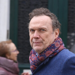 Julien Lepers - Arrivées aux obsèques de Michou en l'église Saint-Jean de Montmartre à Paris. Le 31 janvier 2020 © Panoramic / Bestimage