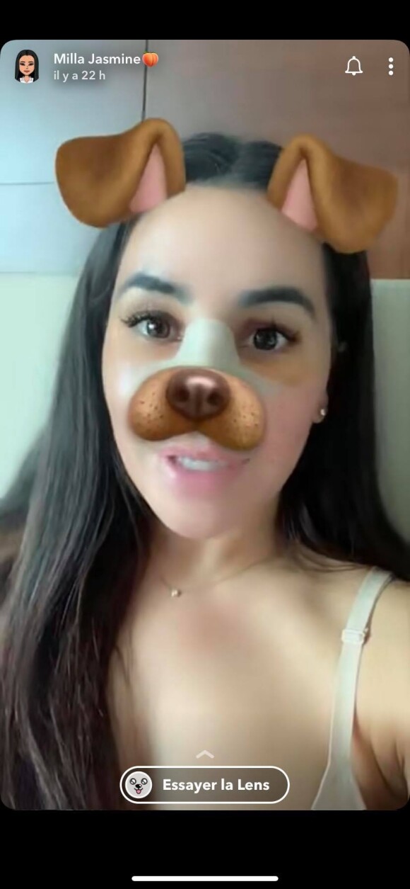 Milla Jasmine sur Snapchat, août 2020.