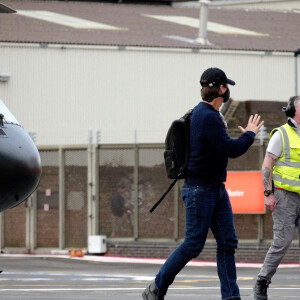 Exclusif - Tom Cruise arrive en hélicoptère à Londres pendant l'épidémie de coronavirus (Covid-19), le 23 juillet 2020.
