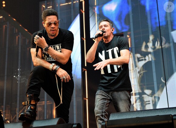 JoeyStarr et Kool Shen - Concert du groupe Suprême NTM à l'AccorHotels Arena à Paris, France, le 8 mars 2018. © Veeren/Bestimage