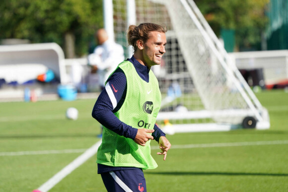 Antoine Griezmann à l'entraînement avec l'équipe de France de football à Clairefontaine.