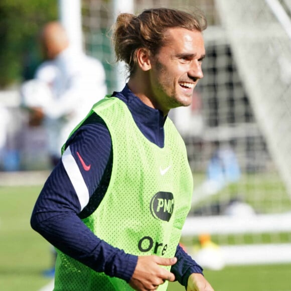 Antoine Griezmann à l'entraînement avec l'équipe de France de football à Clairefontaine.