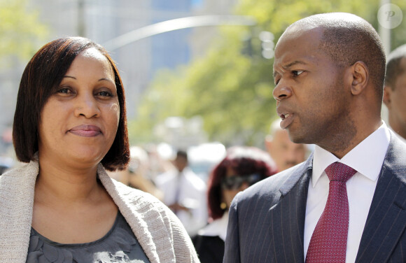 Nafissatou Diallo et son avocat le 8 août 2011, à Manhattan. Photo by John Angelillo/UPI/ABACAPRESS.COM