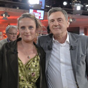 Daniel Auteuil et sa fille Aurore - Enregistrement de l'emission "Vivement Dimanche" a Paris, en 2013.