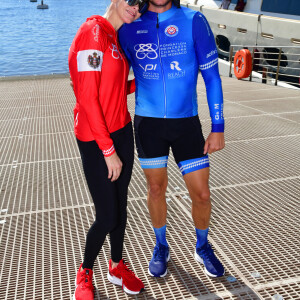 La princesse Charlène de Monaco et son frère Gareth Wittstock - La famille princière de Monaco à l'arrivée de la 3ème édition de la course "The Crossing : Calvi-Monaco Water Bike Challenge". Monaco, le 13 septembre 2020. © Bruno Bebert/Bestimage