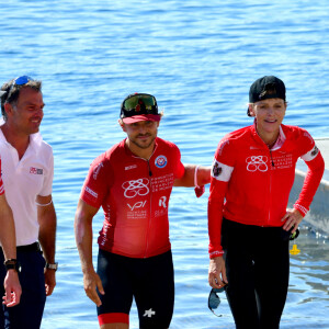 La princesse Charlène de Monaco - La famille princière de Monaco à l'arrivée de la 3ème édition de la course "The Crossing : Calvi-Monaco Water Bike Challenge". Monaco, le 13 septembre 2020. © Bruno Bebert/Bestimage