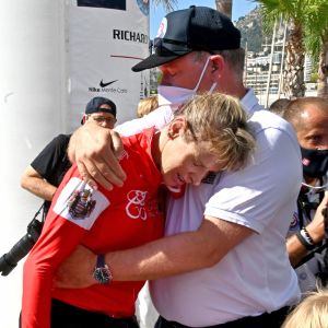 La princesse Charlène de Monaco, le prince Albert II de Monaco, le prince Jacques de Monaco, et la princesse Gabriella de Monaco - La famille princière de Monaco à l'arrivée de la 3ème édition de la course "The Crossing : Calvi-Monaco Water Bike Challenge". Monaco (septembre 2020). © Bruno Bebert/Bestimage