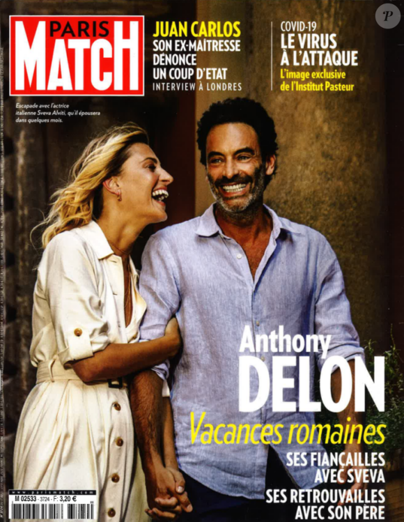 Anthony Delon et Sveva Alviti dans le magazine "Paris Match" du 17 septembre 2020.