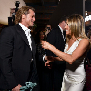 Brad Pitt et Jennifer Aniston aux SAG Awards à Los Angeles. 2020.