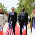 Alassane Ouattara, président de la République de Côte d'Ivoire, Dominique Ouattara, Première dame, Emmanuel Macron, président de la République française, Brigitte Macron, Première dame - Déplacement en Côte d'Ivoire - Hommage aux soldats français et américains morts dans l'exercice de leur mission en Côte D'ivoire le 6.11.2004, Lycée Descarte à Bouaké, le 22 décembre 2019. © Dominique Jacovides / Bestimage   