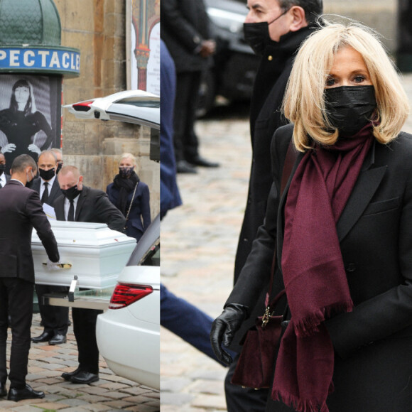 Obsèques de Juliette Gréco en l'église Saint-Germain-des-Prés, à Paris, le 5 octobre 2020. Ici en présence de Brigitte Macron.