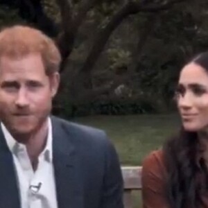 Le prince Harry, duc de Sussex, et Meghan Markle, duchesse de Sussex en pleine interview pour TIME 100 television ABC, le 23 septembre 2020