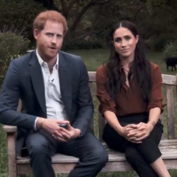 Le prince Harry, duc de Sussex, et Meghan Markle, duchesse de Sussex en pleine interview pour TIME 100 television ABC, le 23 septembre 2020