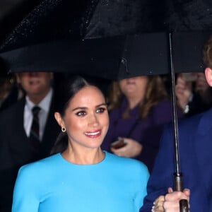 Le prince Harry, duc de Sussex, et Meghan Markle, duchesse de Sussex arrivent à la cérémonie des Endeavour Fund Awards au Mansion House à Londres, Royaume Uni, le 5 mars 2020.