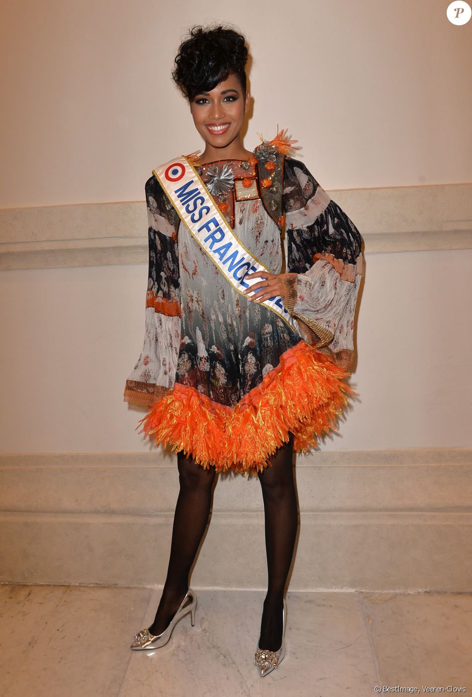 Clémence Botino (Miss France 2020) lors du photocall du dernier défilé