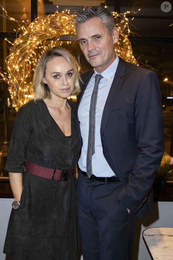 Exclusif - Cécile de Ménibus et son compagnon Thierry Tourault - People au dîner "Shortcut Secret Christmas Dinner" à la brasserie Lutetia à Paris, le 17 décembre 2019. Ce dîner a été conçu pour l'occasion par G. Passedat dans la grande tradition d'un noël méditerranéen. Le Lutetia, qui était resté sous la gestion de Concorde Hotels (Groupe du Louvre) a rejoint la petite collection d'hôtels de luxe The Set. Créée par le PDG d'Alrov Group et son fils, Alfred et Georgi Akirov. © Olivier Borde/Bestimage