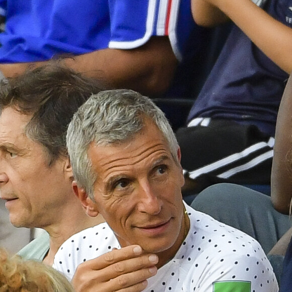 Nagui et sa femme Mélanie Page dans les tribunes lors du quart de finale de la Coupe du Monde Féminine de football opposant les Etats-Unis à la France au Parc des Princes à Paris, France, le 28 juin 2019. Les USA ont gagné 2-1. © Pierre Perusseau/Bestimage 