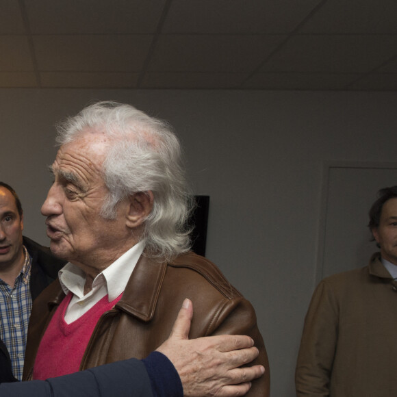 Exclusif - Michel Sardou et Jean-Paul Belmondo - People au concert ultime de Michel Sardou pour la dernière date de son spectacle "La dernière danse" à la Seine Musicale à Boulogne-Billancourt le 11 avril 2018. © Pierre Perusseau/Bestimage