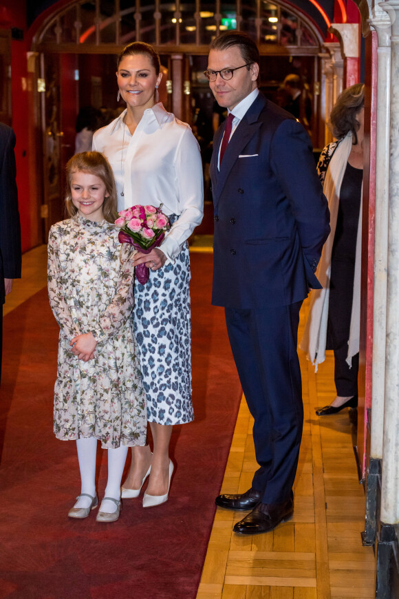 Prince Daniel, Princesse Estelle, Princesse Victoria de Suède - La famille royale de Suède assiste au concert de l'école de musique "Lilla Akademien" à Stockholm, le 13 février 2020.