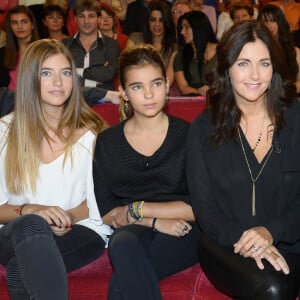 Elisa Huster, Toscane Huster, Cristiana Reali et Francis Huster - Enregistrement de l' émission "Vivement Dimanche" à Paris le 24 septembre 2014.