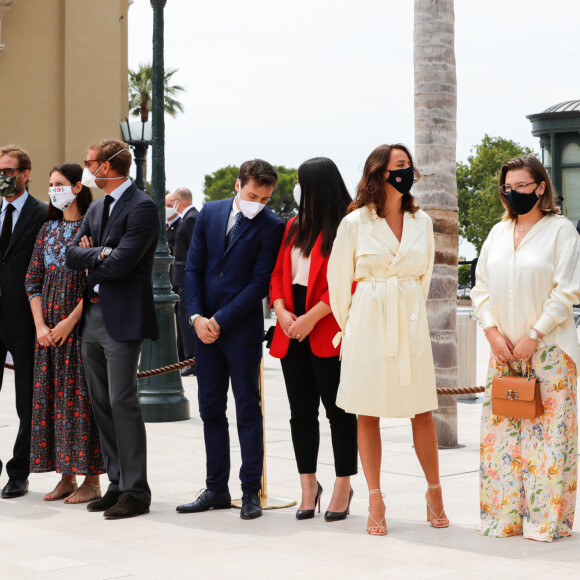 La princesse Stéphanie de Monaco, Andrea et sa femme Tatiana Casiraghi, Pierre Casiraghi, Louis et sa femme Marie Ducruet, Pauline Ducruet, Camille Gottlieb et Gareth Wittstock - Le mardi 2 juin 2020 à Monaco © Claudia Albuquerque / Bestimage