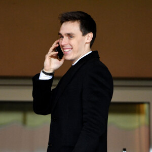 Louis Ducruet dans les tribunes lors du match de Ligue 1 opposant l'AS Monaco au Paris Saint-Germain, au stade Louis-II, à Monaco, le 15 janvier 2020. Le PSG a gagné 4-1. Match au profit de Fight Aids Monaco. © Bruno Bebert/Bestimage