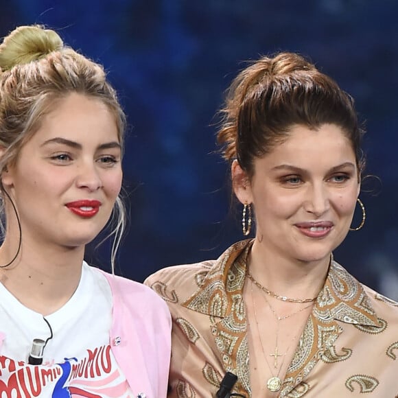 Marie-Ange Casta et sa soeur Laetitia Casta - Emission "Che Tempo Che Fa" à Milan en Italie le 7 avril 2019. 