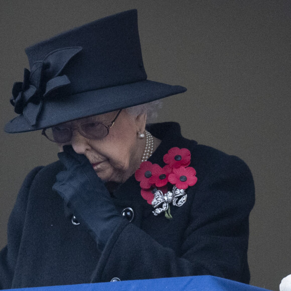 La reine Elisabeth II d'Angleterre lors de la cérémonie de la journée du souvenir (Remembrance Day) à Londres le 8 novembre 2020.