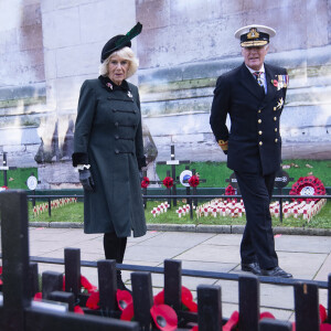 Camilla Parker Bowles, duchesse de Cornouailles, patronne de The Poppy Factory, a rendu hommage aux morts de la guerre en plaçant une croix dans le champ du souvenir de l'abbaye de Westminster, à l'abbaye de Westminster à Londres, avant le jour de l'armistice, le 4 novembre 2020.
