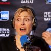Exclusif - Julie Gayet est l'invitée d'une émisssion de radio avant d'ouvrir le 28ème Festival du cinema de Sarlat. © Patrick Bernard/ Bestimage 