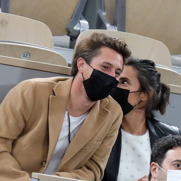 Exclusif - Alessandra Sublet et son compagnon Jordan Deguen en tribune lors de la finale homme des internationaux de France de Roland Garros à Paris le 11 octobre 2020. © Dominique Jacovides / Bestimage