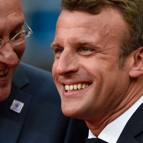 Emmanuel Macron ( président de la République ) - Bernard Laporte ( président FFR ) - Le président de la république assiste à la finale du TOP 14 en rugby entre le Stade Toulousain et l'ASM Clermont au stade de France, Saint-Denis le 15 juin 2019. F. Pestellini / Panoramic / Bestimage 