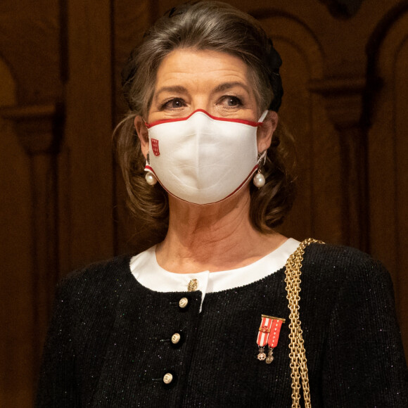La princesse Caroline de Hanovre - La famille princière assiste à la messe d'action de grace avec Te Deum à la cathédrale de Monaco à l'occasion de la Fête Nationale 2020 de la principauté de Monaco le 19 novembre 2020. © Olivier Huitel / Pool Monaco / Bestimage