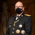 Le prince Albert II de Monaco - La famille princière assiste à la messe d'action de grace avec Te Deum à la cathédrale de Monaco à l'occasion de la Fête Nationale 2020 de la principauté de Monaco le 19 novembre 2020. © Olivier Huitel / Pool Monaco / Bestimage   